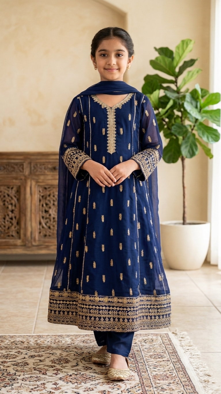 3 Piece Stitched Chiffon Formal Full Embroidery suit.