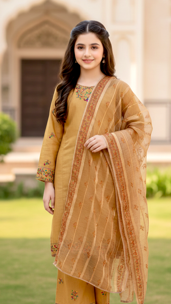 EID" 3 Piece Luxury Pret "Cotton Embroidery Suit