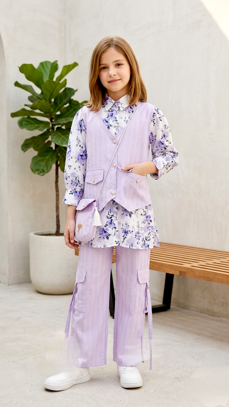 Western Style 4 Piece Coat Shirt With Cargo Pent & Pouch.