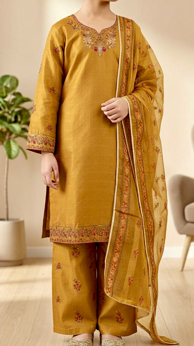 EID" 3 Piece Luxury Pret "Cotton Embroidery Suit