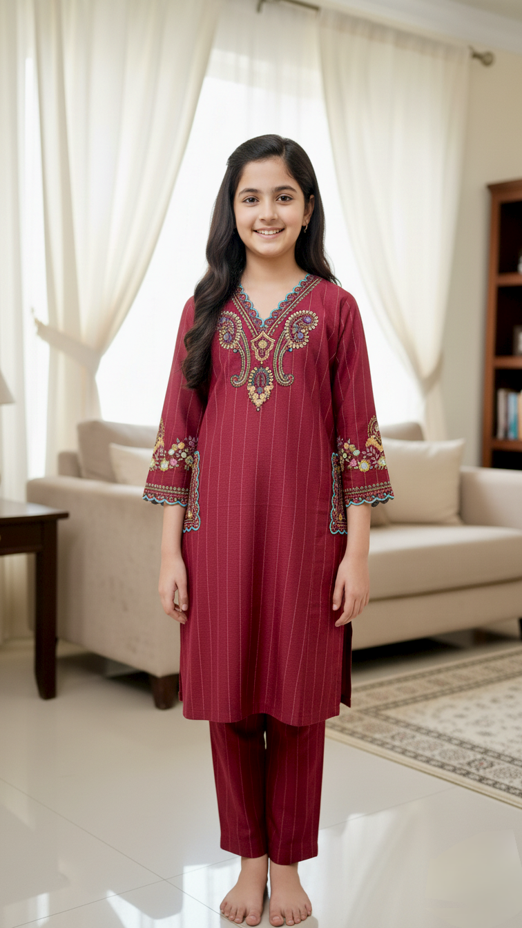 2 Piece Khaddar Embroidery Suit.