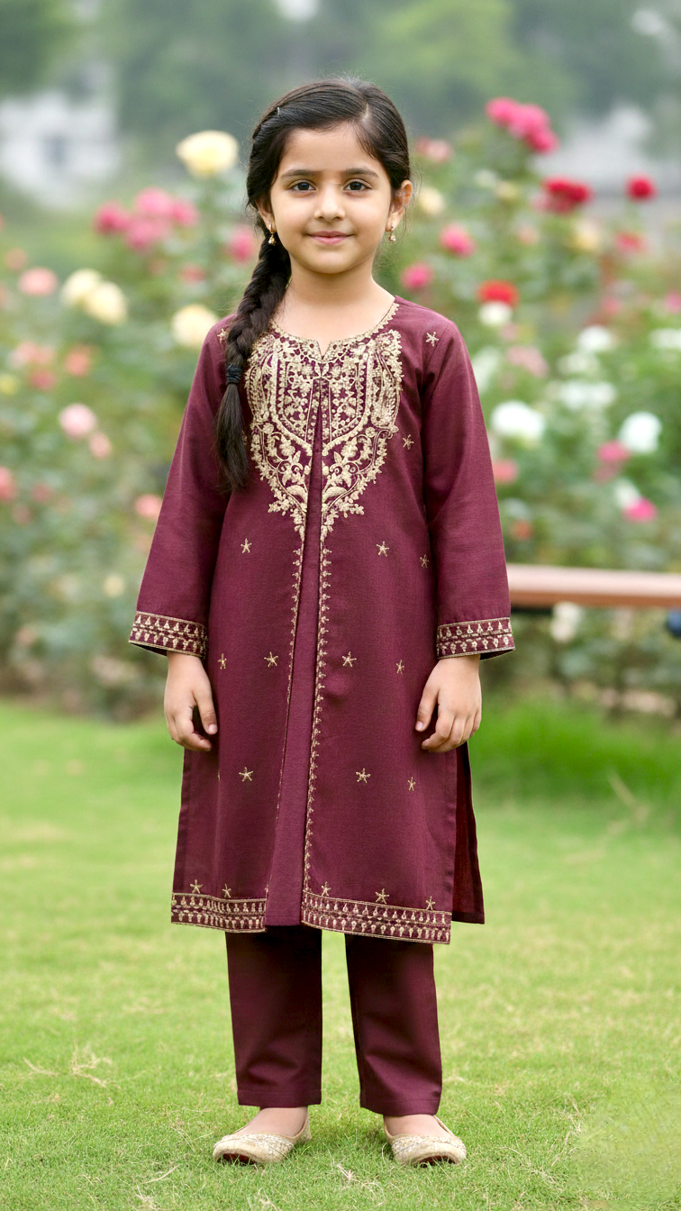 "EID" Luxury Pret Cotton 3 Piece Embroidery Suit.