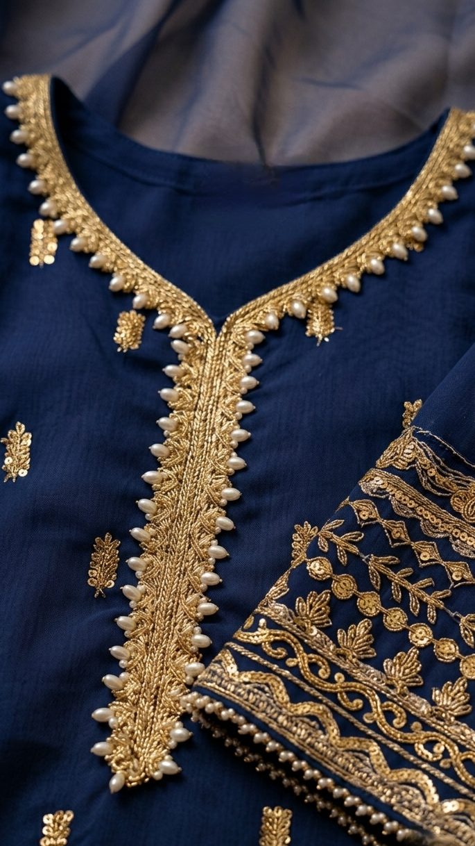 3 Piece Stitched Chiffon Formal Full Embroidery suit.