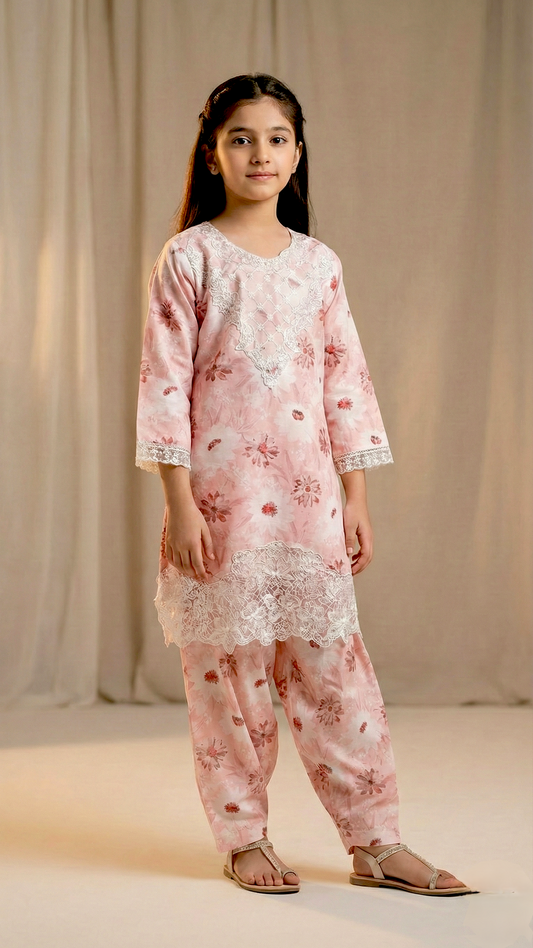 EID Basic" 2 Piece Premium Bana Dora Embroidery Farshi Shalwar Suit.