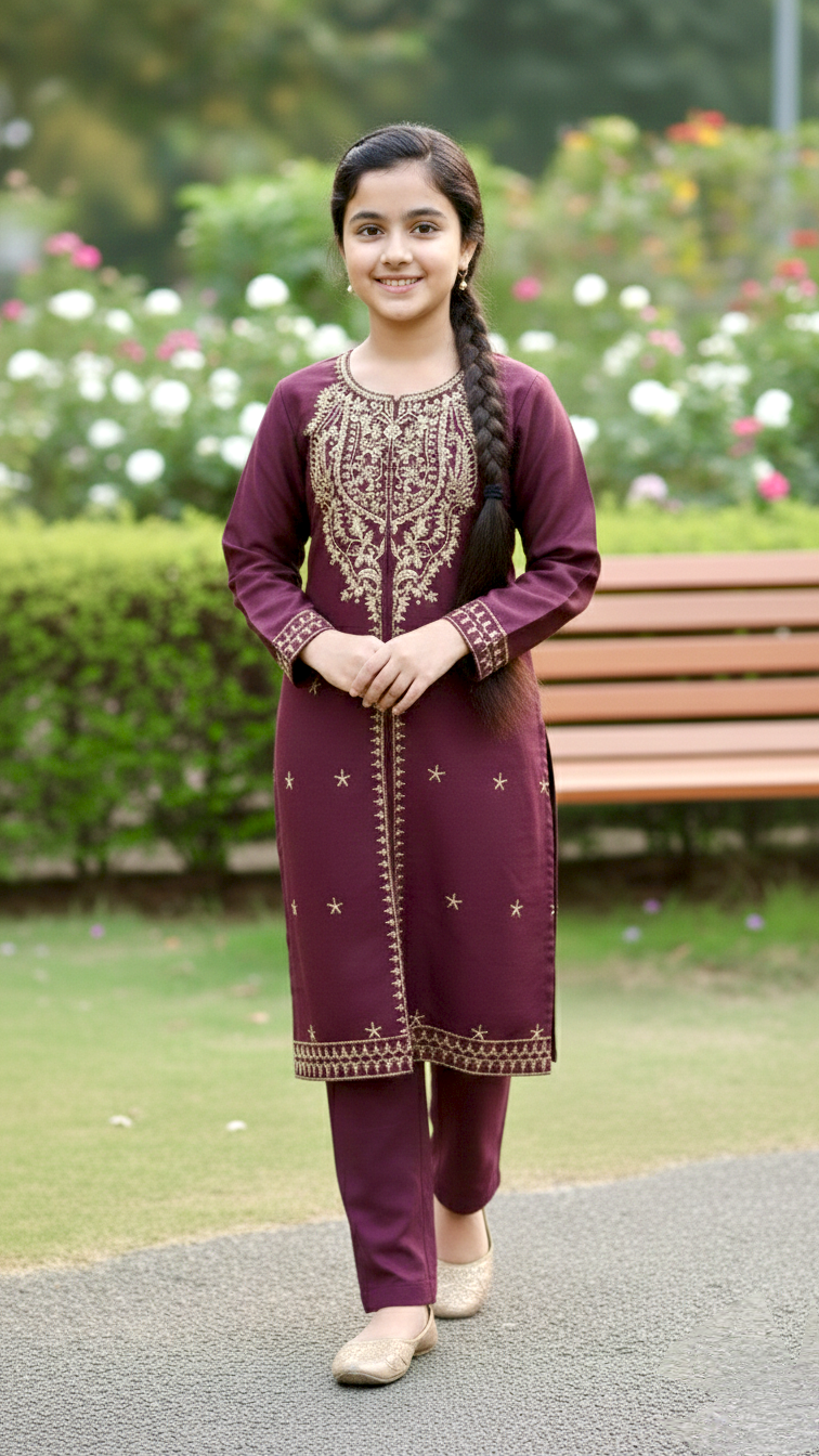 "EID" Luxury Pret Cotton 3 Piece Embroidery Suit.