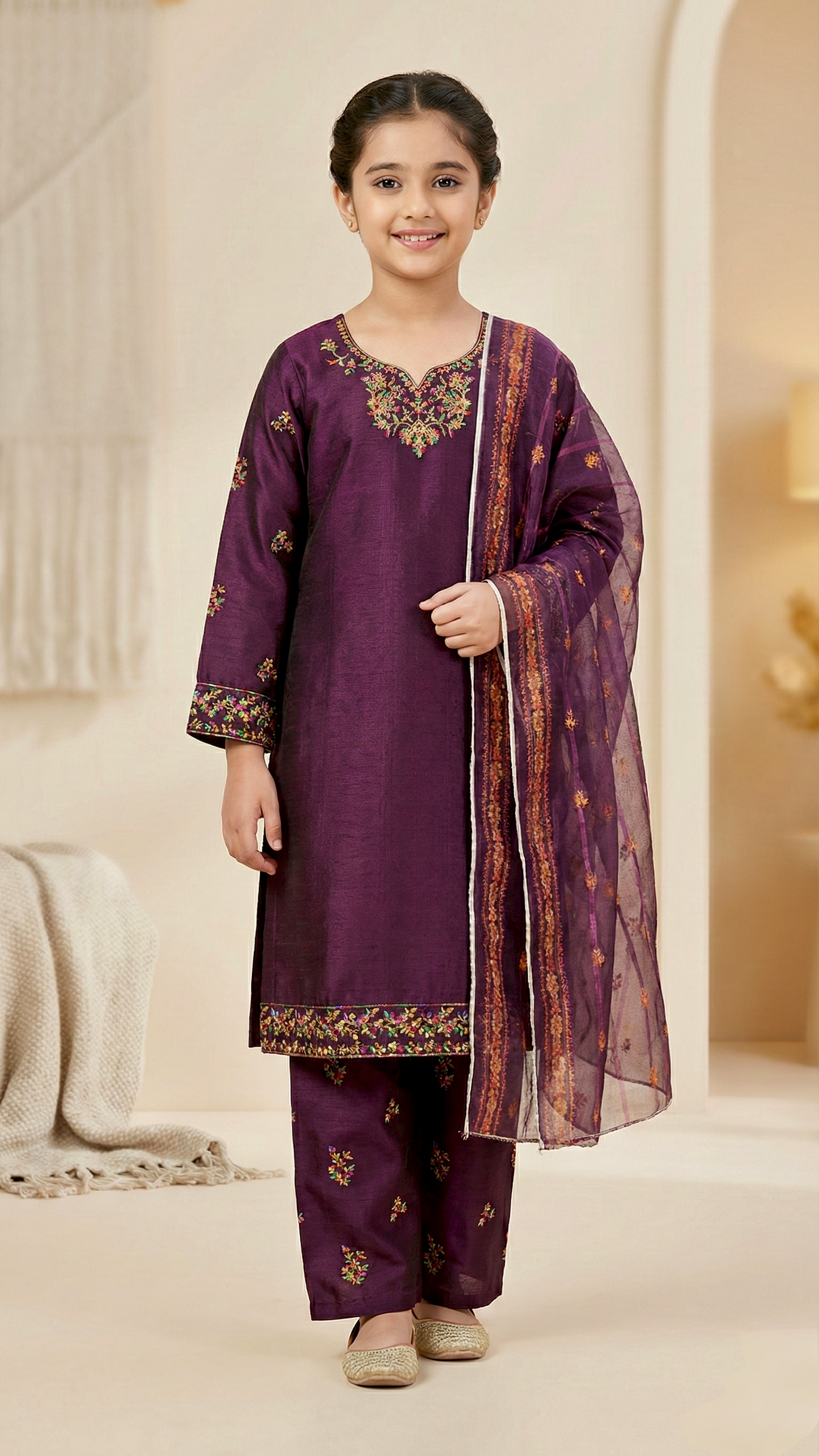 "EID" 3 Piece Luxury Pret Cotton Embroidery Suit