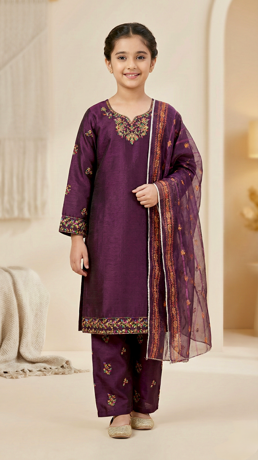 "EID" 3 Piece Luxury Pret Cotton Embroidery Suit