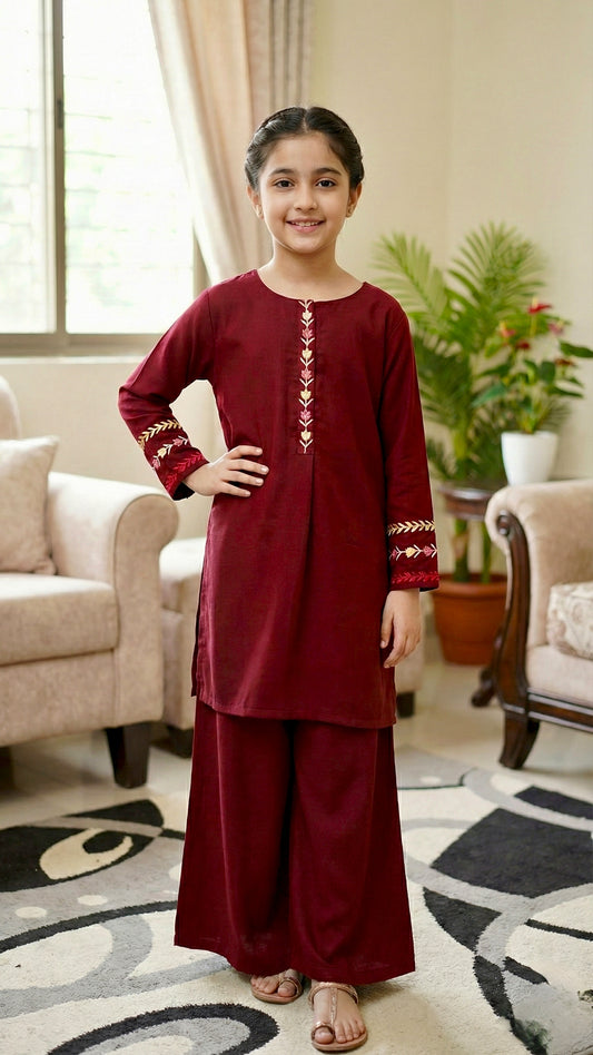 2 Piece Imported Georgette Embroidery Short Shirt & Plazo.