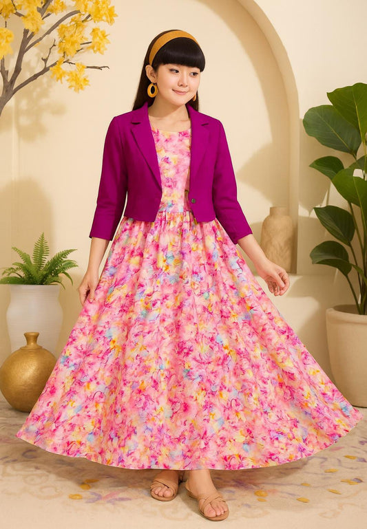 Western Long Frock With Koti.